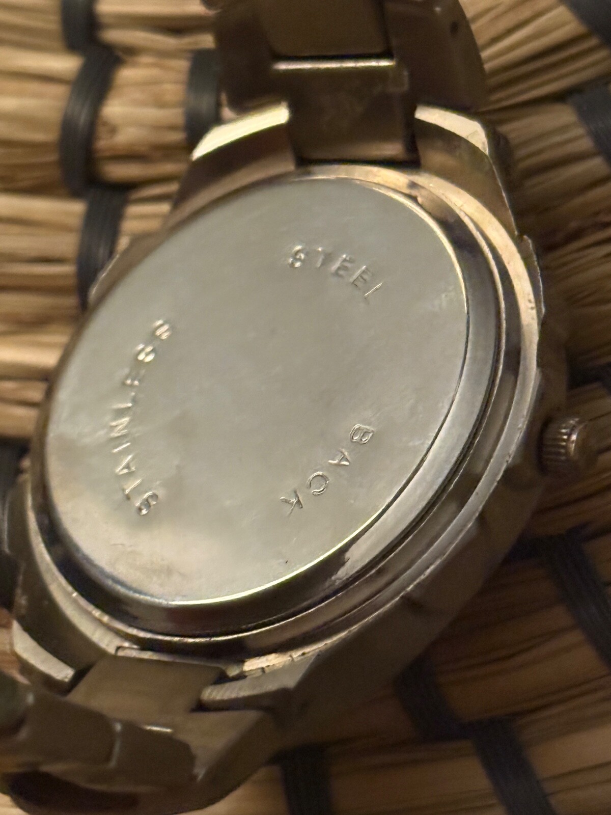 Mens Silver Gold Tone Wristwatch Stainless Steel Case China READ UNTESTED Haband