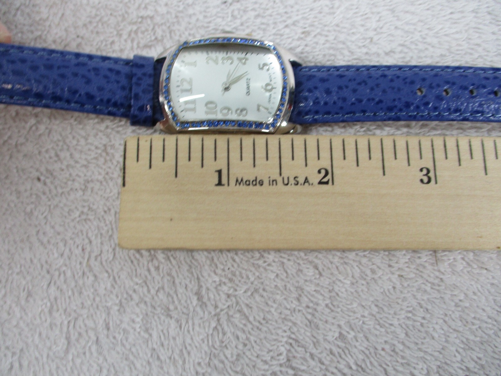Wristwatch Quartz Genuine Leather Strap Stainless Steel Back Japan Movt Blue