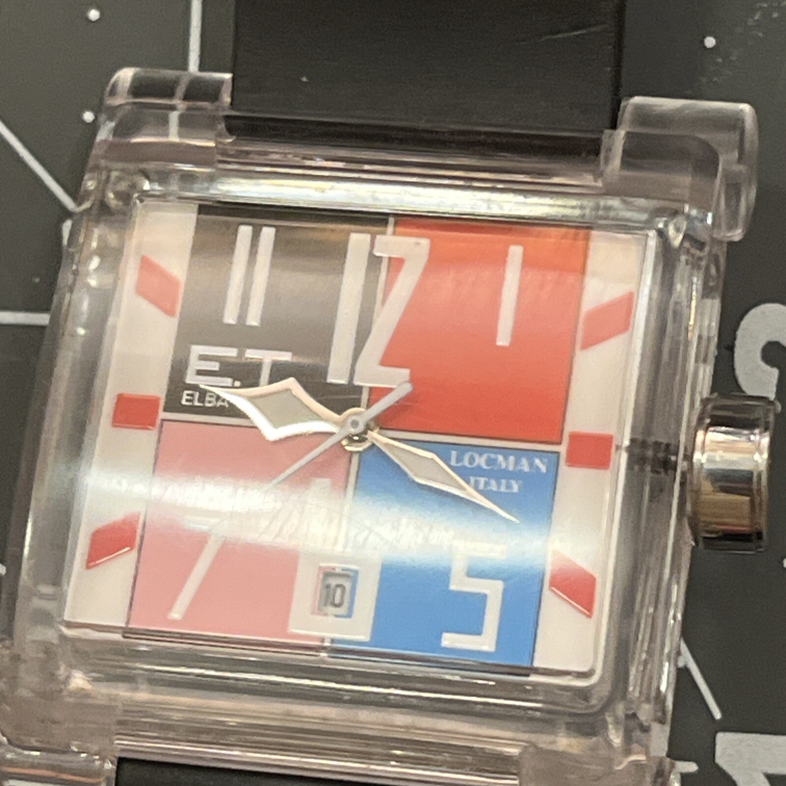 ELBA TEAM ET380 LOCMAN WATCH in Black/White/Red/Blue/Pink Black Band NEW battery