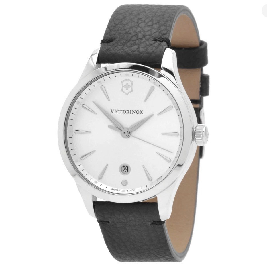 Victorinox Alliance Men’s Quartz Date Silver Dial 40mm SS Black Leather 100m
