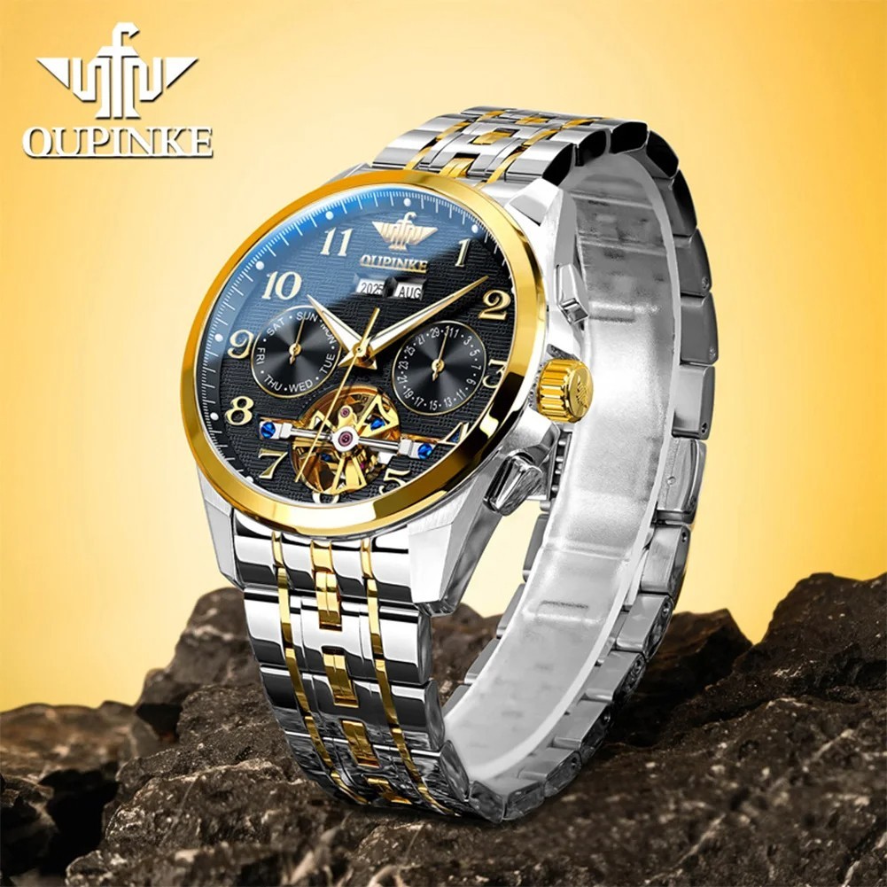Automatic Mechanical Watch Waterproof Skeleton Luxury Dial Men’s Men Strap