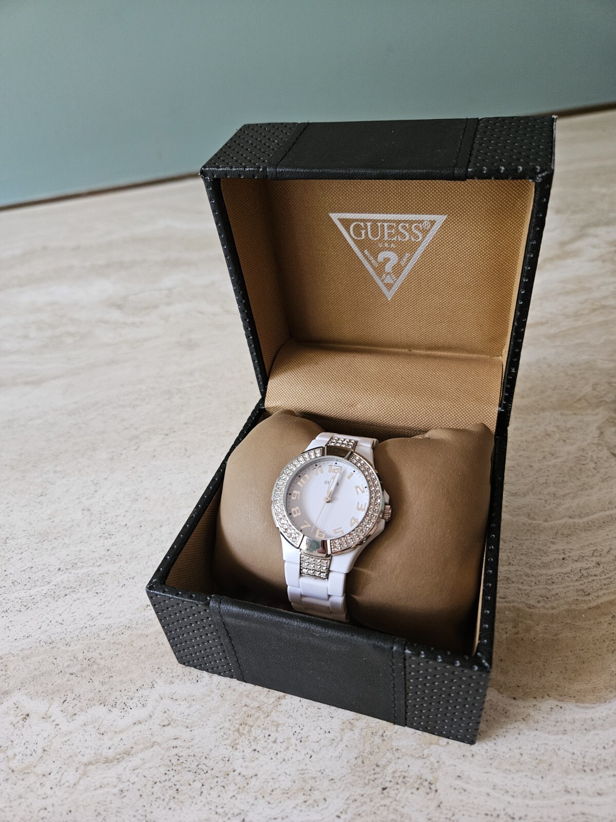 Women’s White Dial With Crystal Rhinestones Polycarbonate W/Original Box
