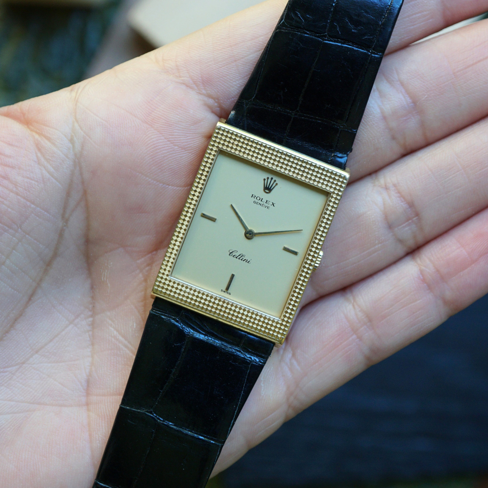 Rolex Cellini Ref. 4127 Hobnail 18k White Gold Manual Wind 1976