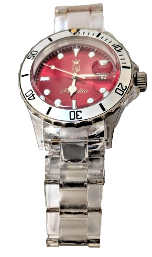 Transparent Polycarbonate Watch Floridita Red Dial Japan Movt Light