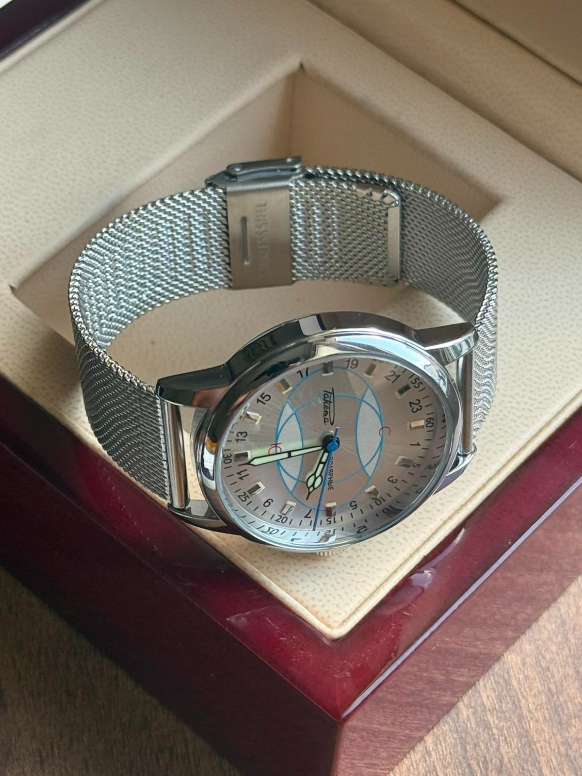 Watch 24h Mechanical Raketa Wrist Men Soviet USSR Polar Day Russian Rare Silver