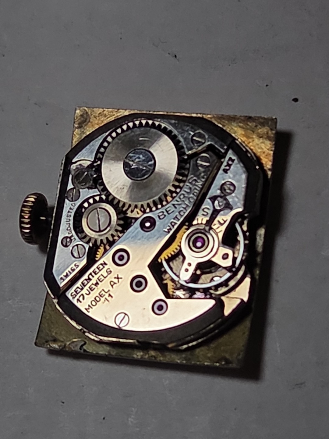 Benrus Tank Style Wristwatch, 1950’s, 17j, Running Good