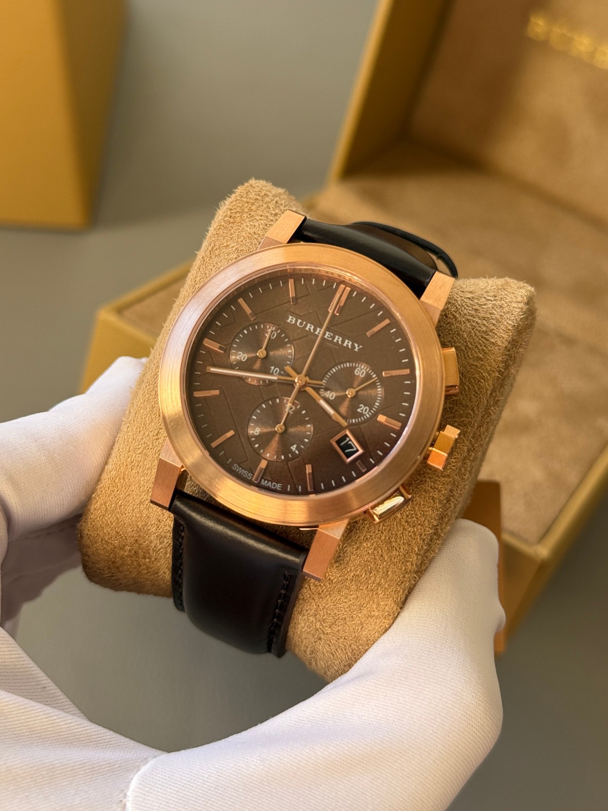 Burberry The City BU9755 Rose Tone Stainless Steel Chronograph Watch