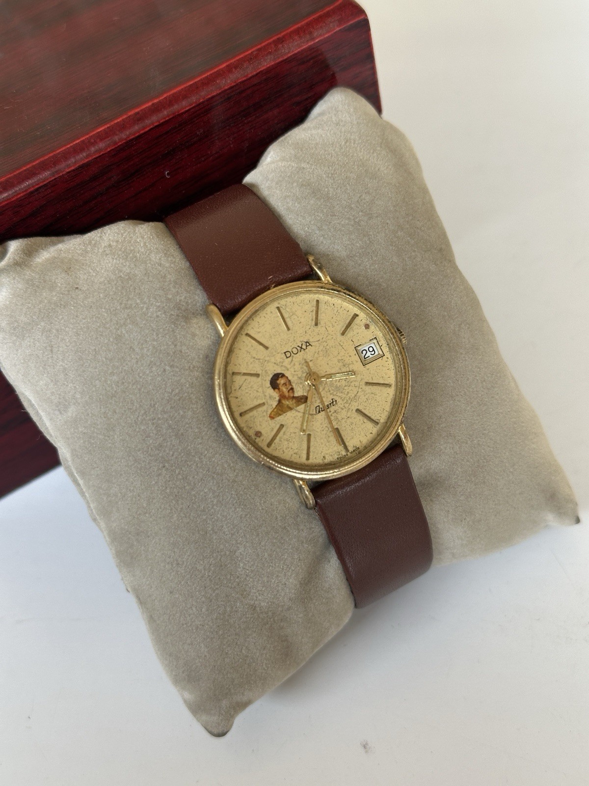 1980s Vintage Doxa Saddam Hussein Iraq Gift Watch Quartz 32mm Rare Authentic
