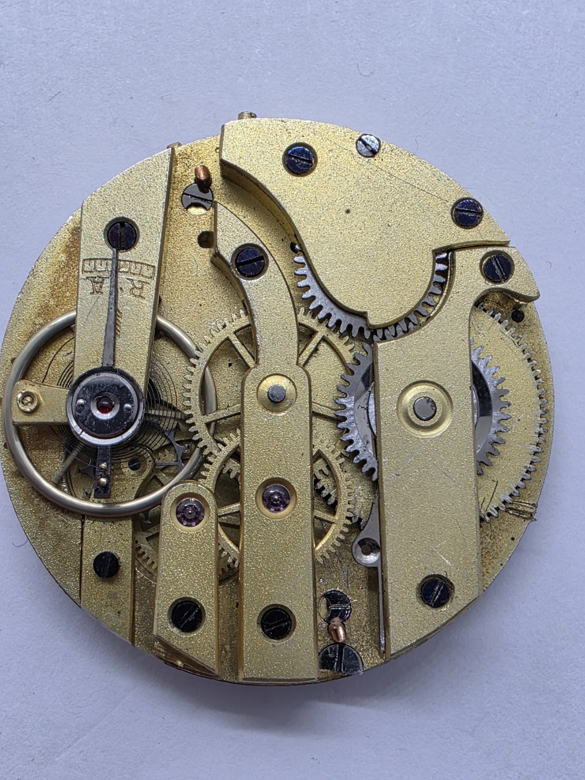 Vintage Pocket Watch Movement Cylinder Sub Second Hands Good Balance Main Spring