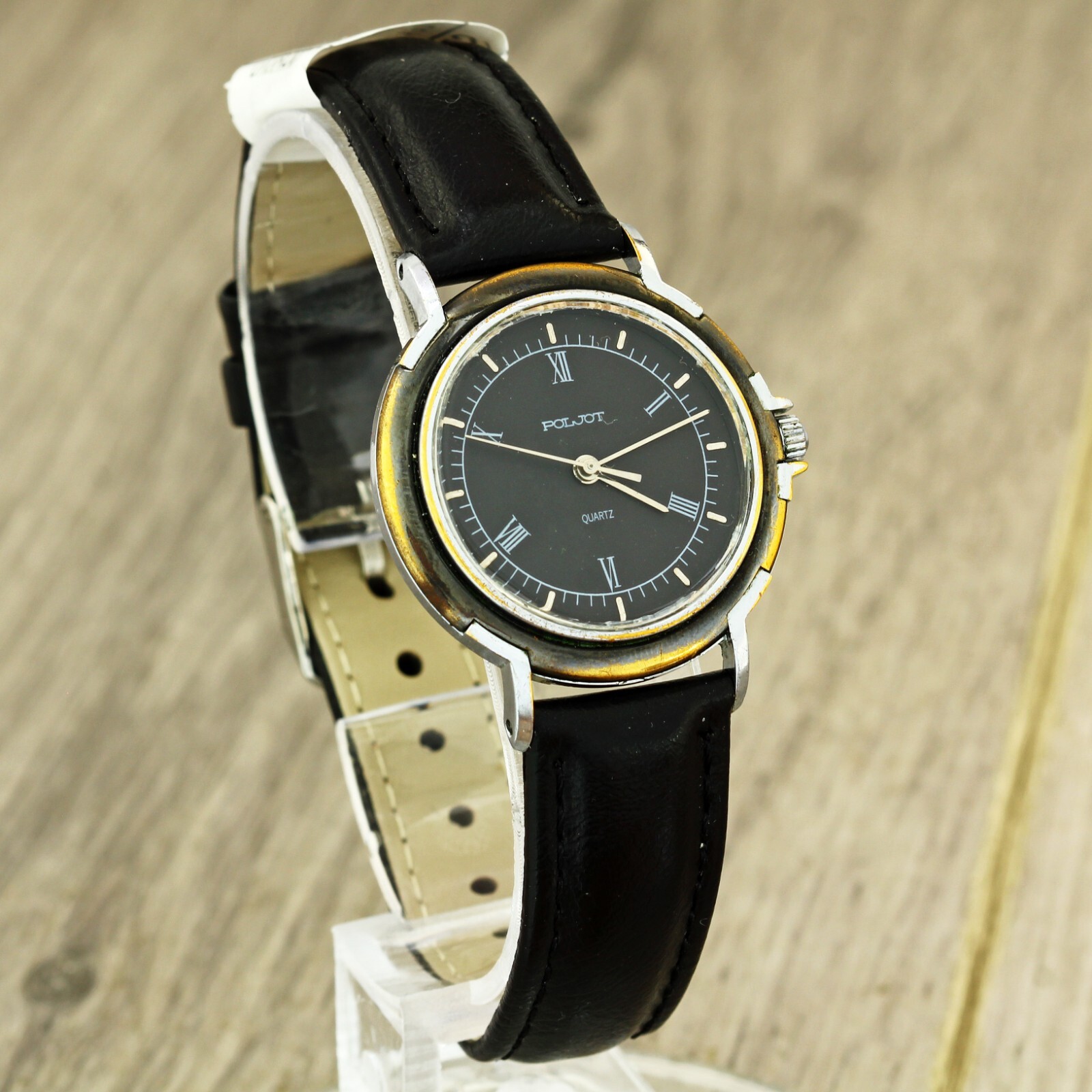 Poljot 1656 USSR Soviet quartz wristwatch export version inscriptions in English