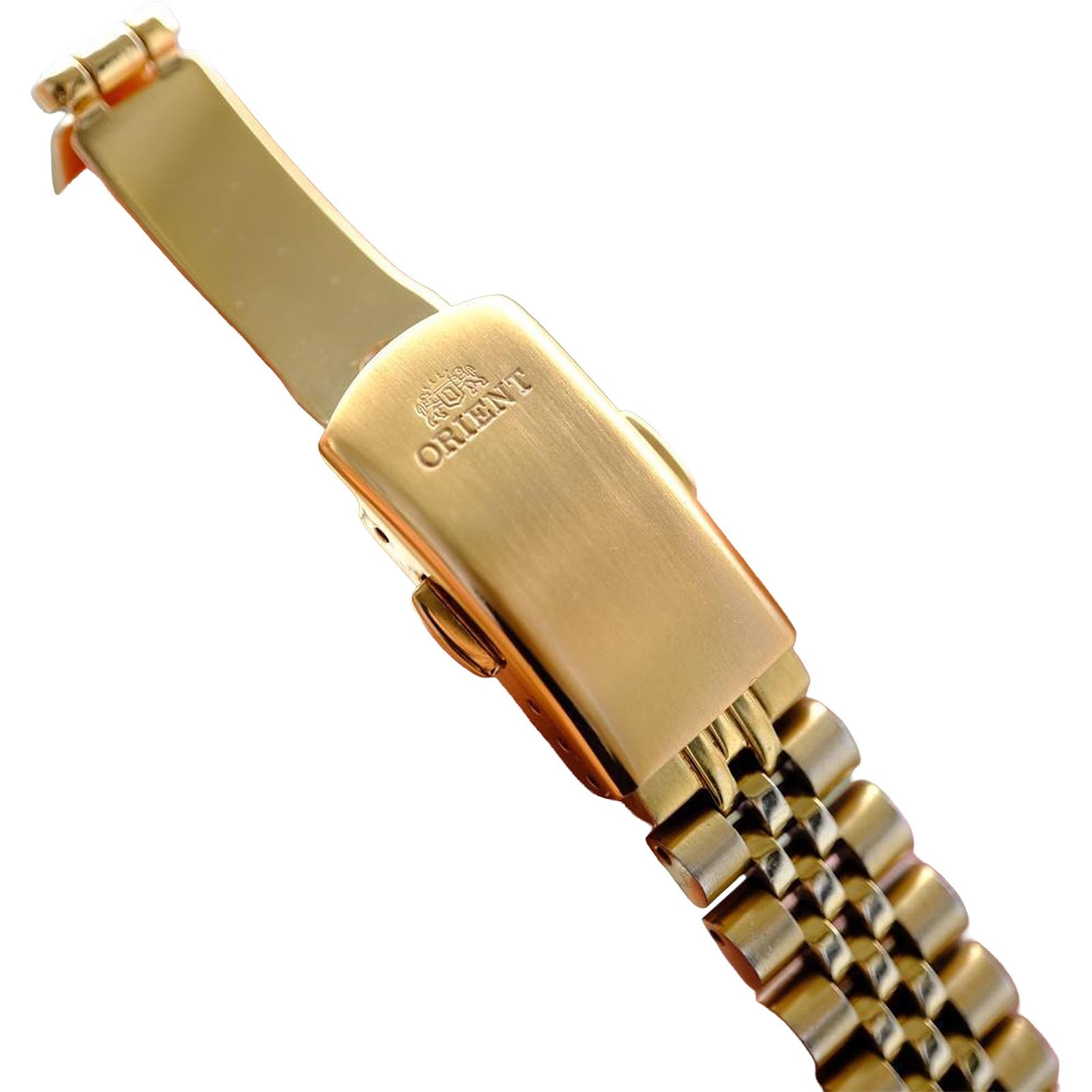ORIENT President Automatic Ladies Gold Tone Sapphire Watch NR16 Day Date Auth JP