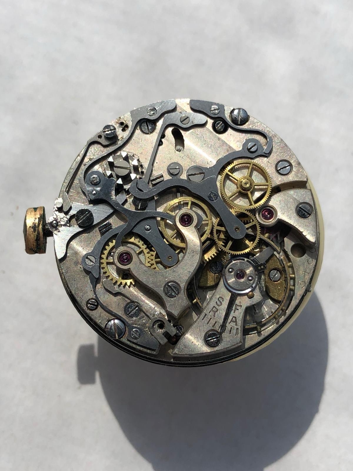 Lemania Omega 33.3 Rare Movement Cal 15 TL Monopusher Not Working For Parts
