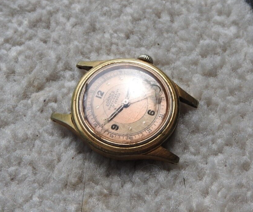 Roamer Brevete Military Watch 17j Gold Face Stainless SteelBack 215999 180459