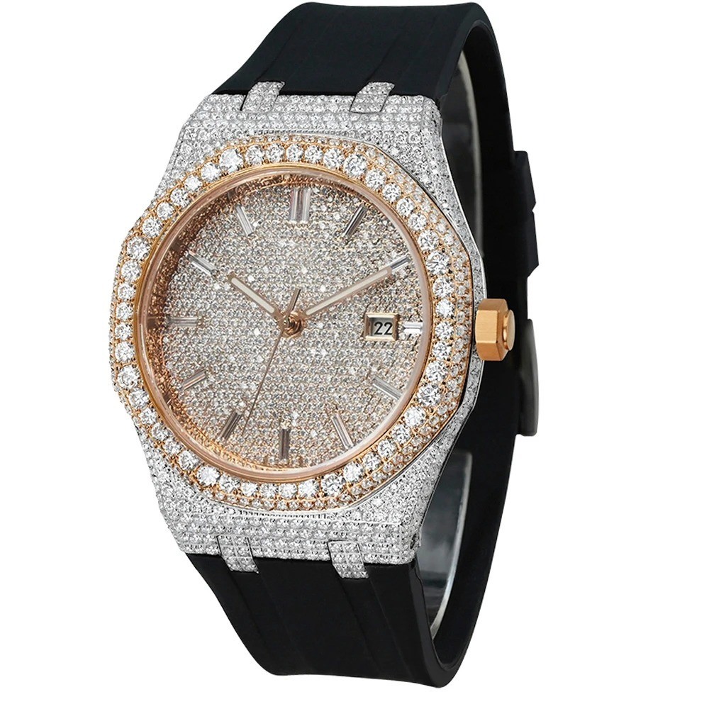 VVS 8.15ct Moissanite Iced Out Men Watch 9015 Automatic Mechanical Movement
