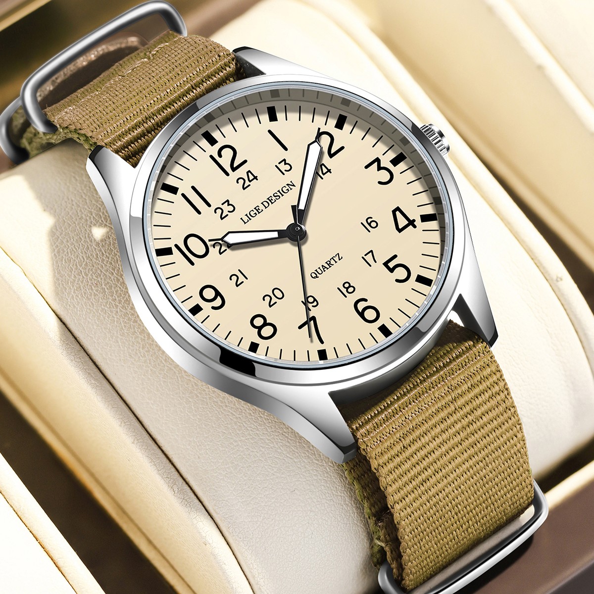 2026 Men Watch Quartz Nylon Band Luminous Waterproof Military Sports Wristwatch