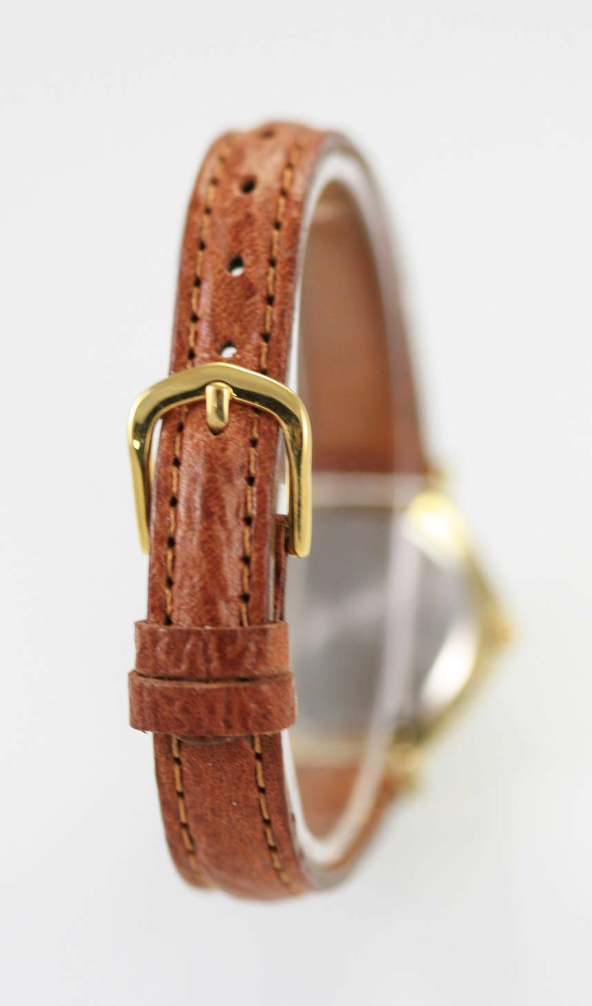 Paris Sport Club White Womens Stainless Gold Brown Leather Quartz Battery Watch