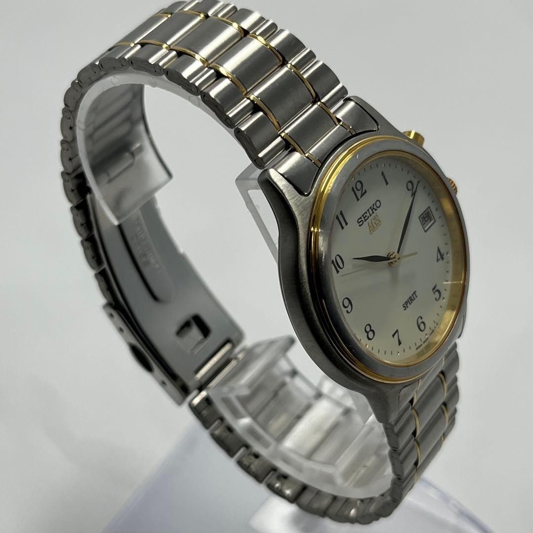 SEIKO AGS 5M22 7A40 Date White Dial Automatic Self Powered