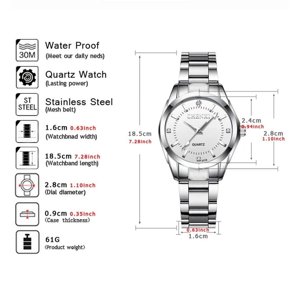 CHENXI 021B Women’s Watch Simple Design Luxury Stainless Steel Women Quartz Wris