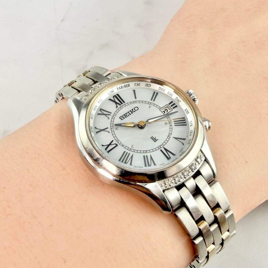 SEIKO LUKIA 1B35 0AL0 Wristwatch Solar Silver Roman From Japan
