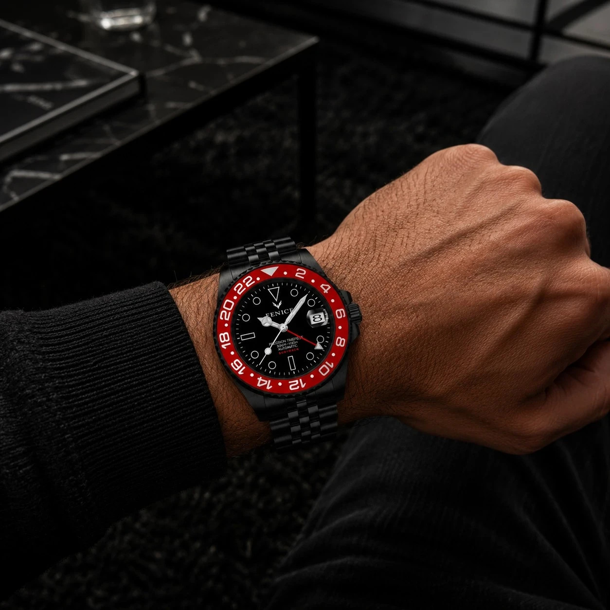 Phoenix Subtrack El Diablo Noir GMT 10ATM Automatic Watch with NH34A Movement