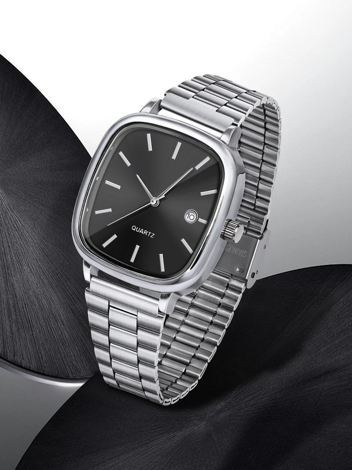 Modern minimalist square watch Business mens metal watch stainless