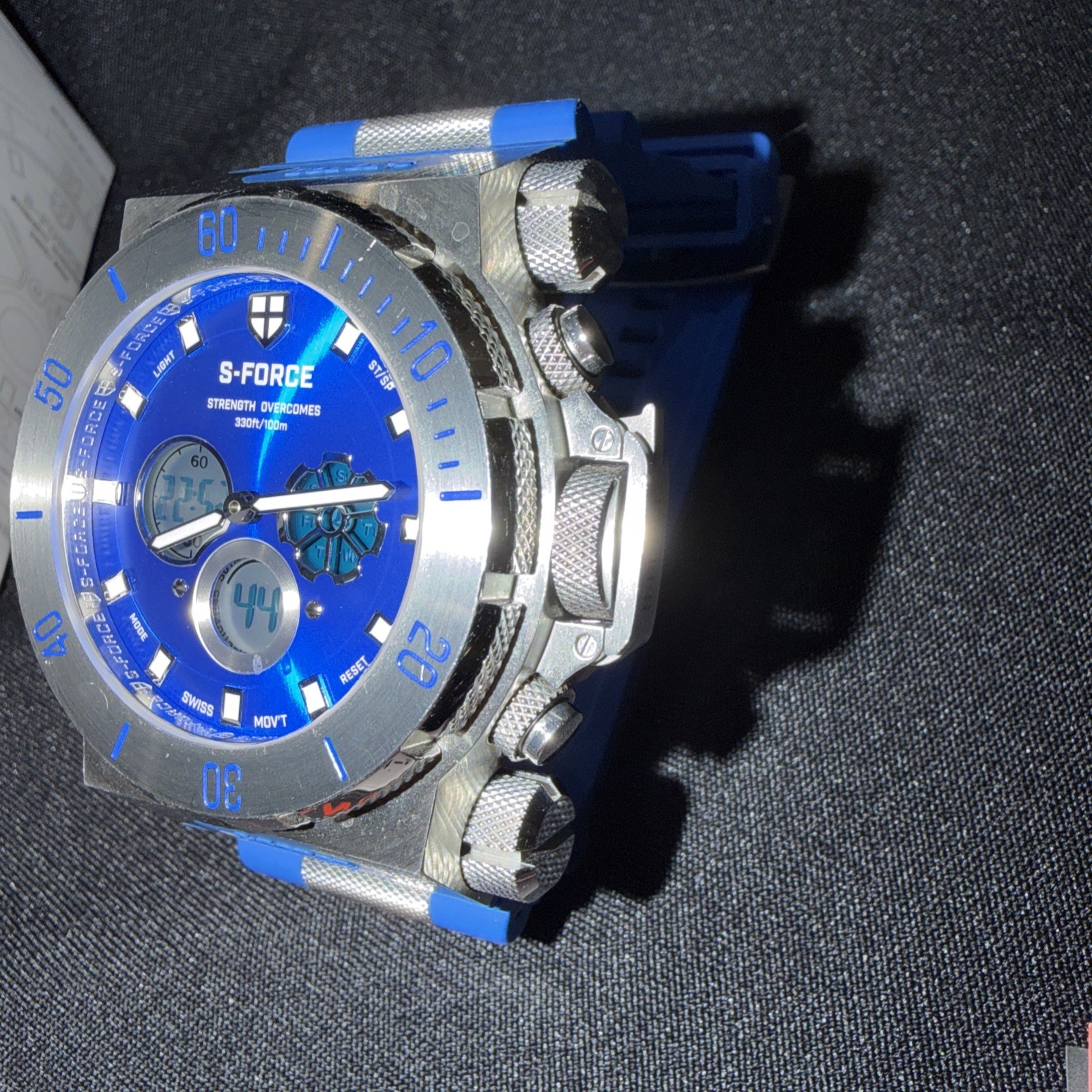 S-Force 50MM Silver Blue Watch. Preloved