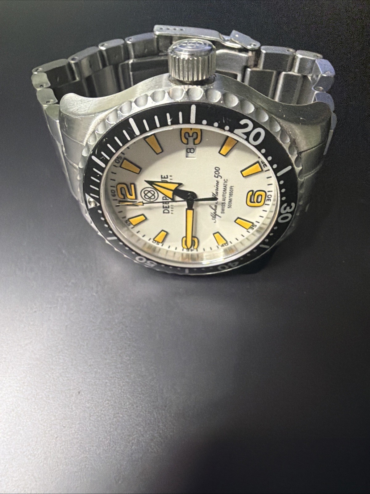 Deep Blue Alpha Marine 500 Full Lume Dial Automatic Sapphire #0256 Rare