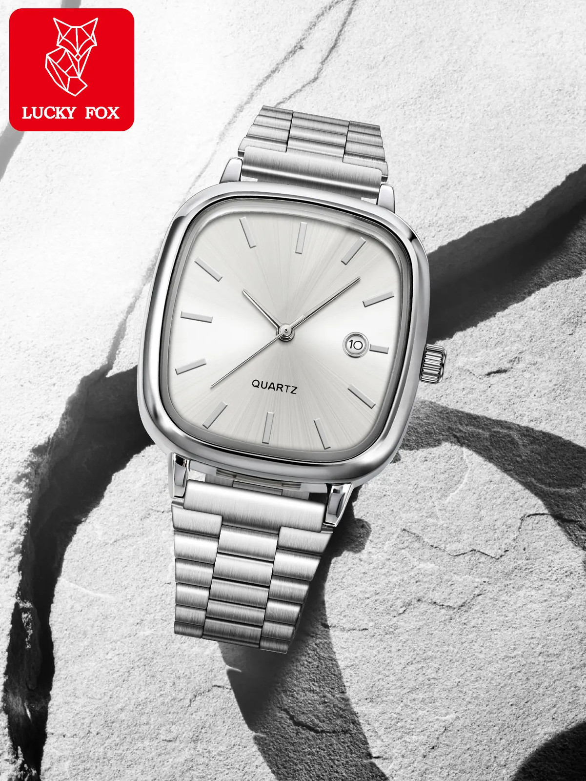 Modern minimalist square watch Business mens metal watch stainless