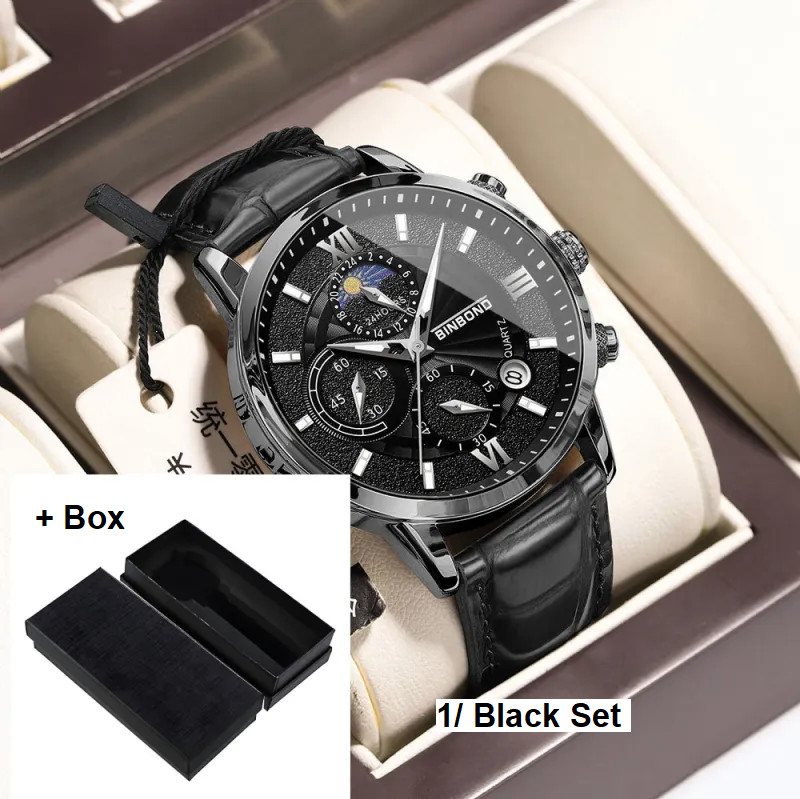 Men’s Multifunctional Chronograph Quartz Watch 12/24 Hours Date function + Box