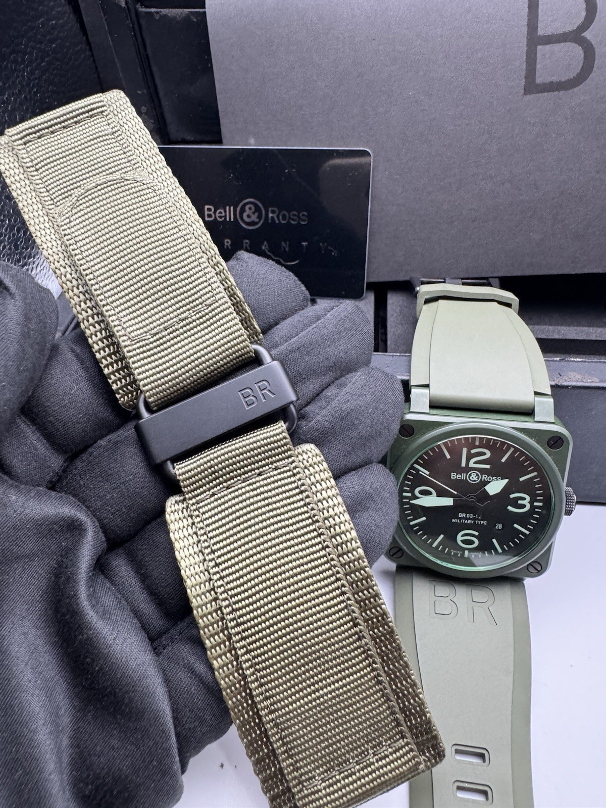 Bell & Ross Men’s BR 03-92 Military/Aviation Type Automatic Watch, Green B&P