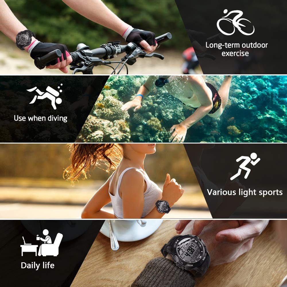 TEKMAGIC Digital Watch 100m Underwater Waterproof for Swimming Diving with…