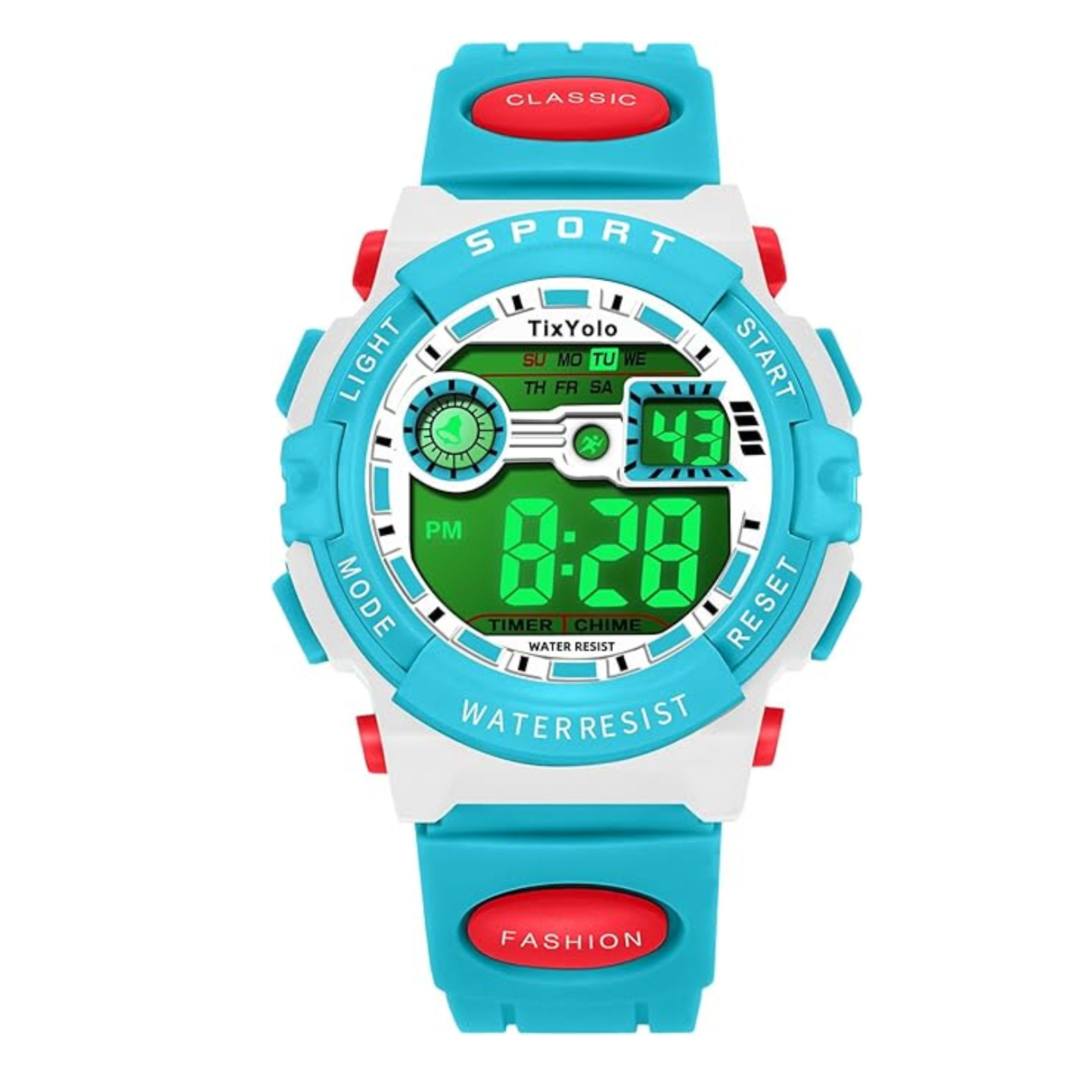 Kids LED Digital Sport Watch 50M Waterproof Alarm Stopwatch 7-Color Light Gift