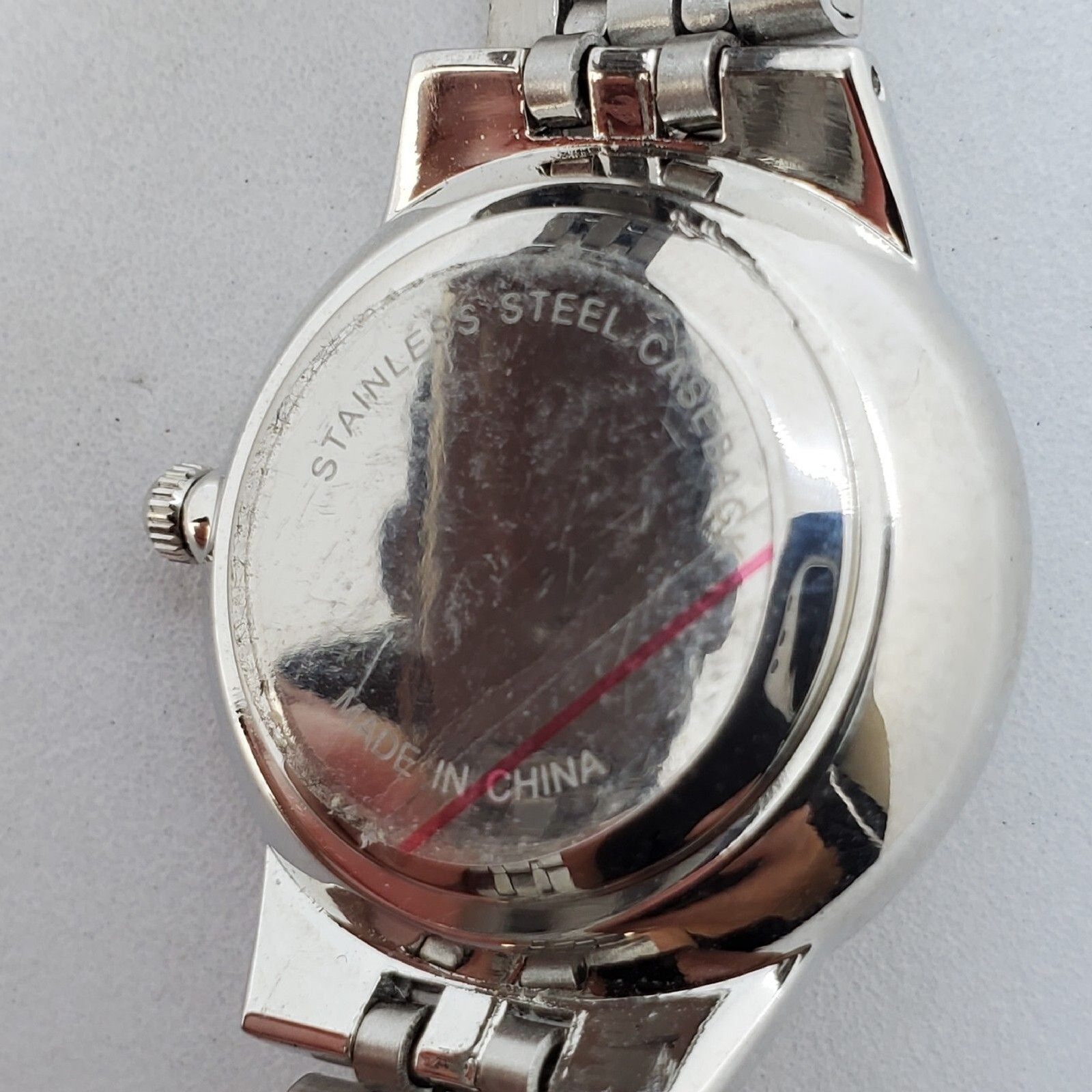 Women’s Watch 28MM Crystal Bezel Gray Dial Bracelet Band 7.25″ New Battery