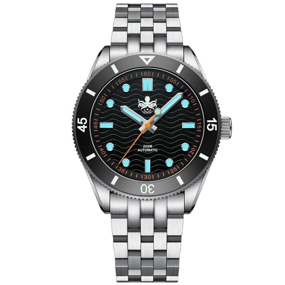 PHOIBOS Wave Master PY053CN Mens Diver Black NO Date 200m