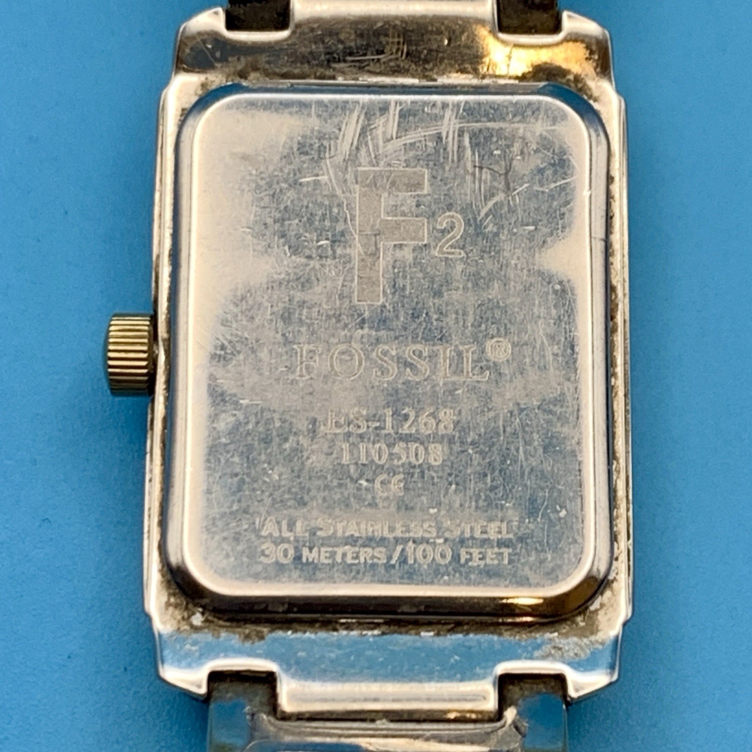 FOSSIL F2 ES-1268 Women’s Vintage Tank Quartz Bracelet Wristwatch Works New Batt