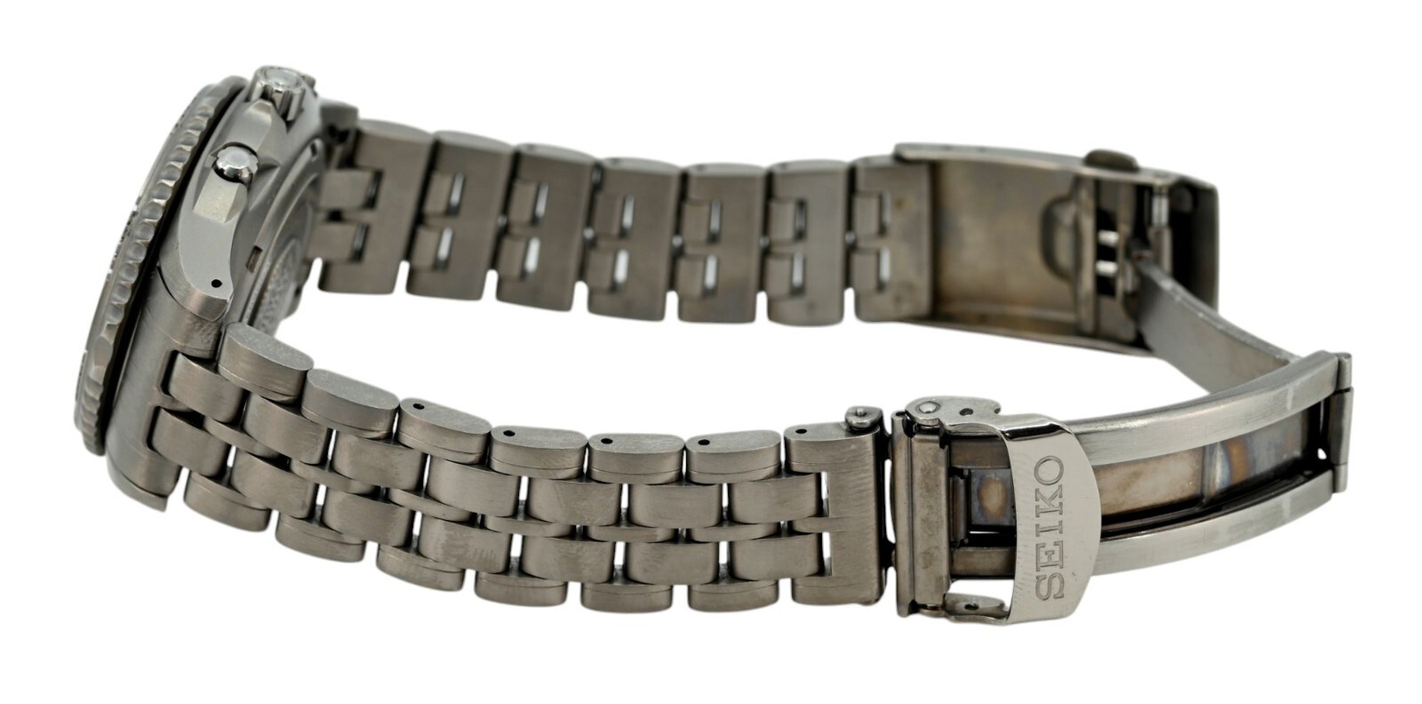 Men’s 41mm Seiko Kinetic Titanium Landmaster SBCN003 Black Dial Watch 7K32-0A10!