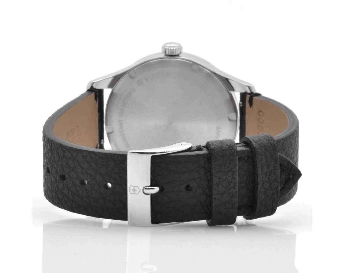 Victorinox Alliance Men’s Quartz Date Silver Dial 40mm SS Black Leather 100m