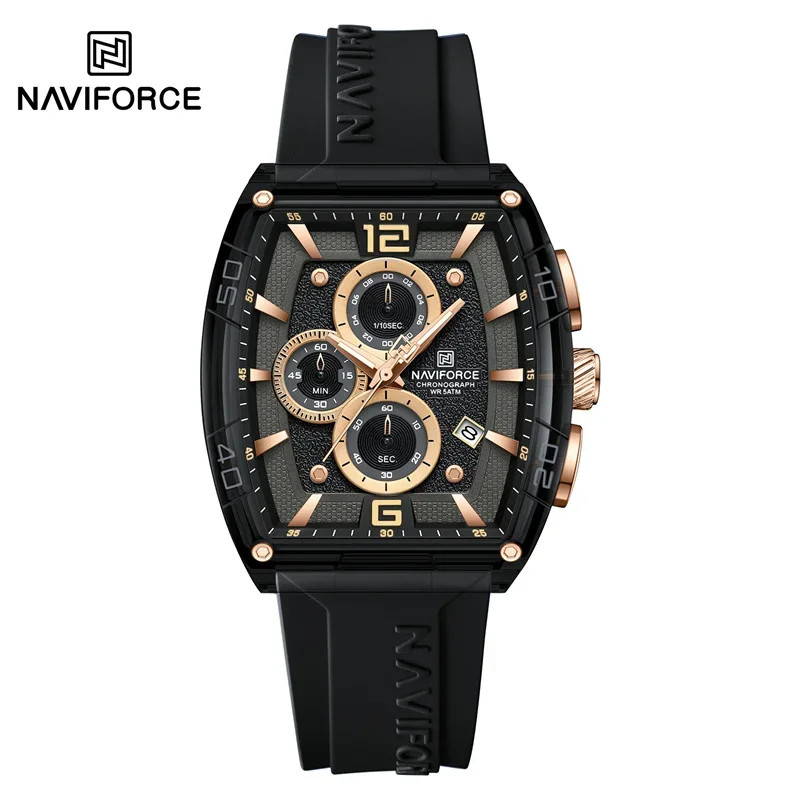 NAVIFORCE Men’s Quartz Watch 50M Waterproof Luminous Date Silicone Strap 45mm