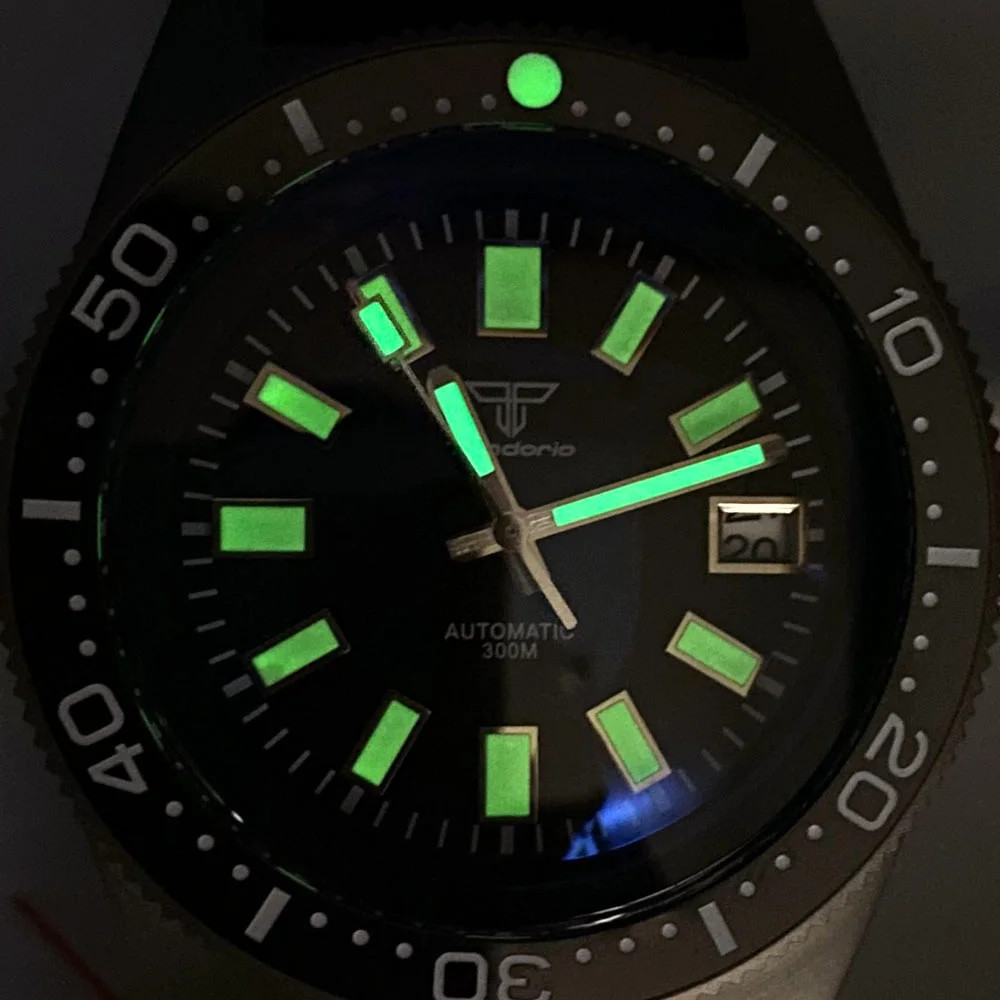 Tandorio 41mm Titanium Diving 62MAS Watch Black/Grey/Blue Dial NH35A PT5000 Move