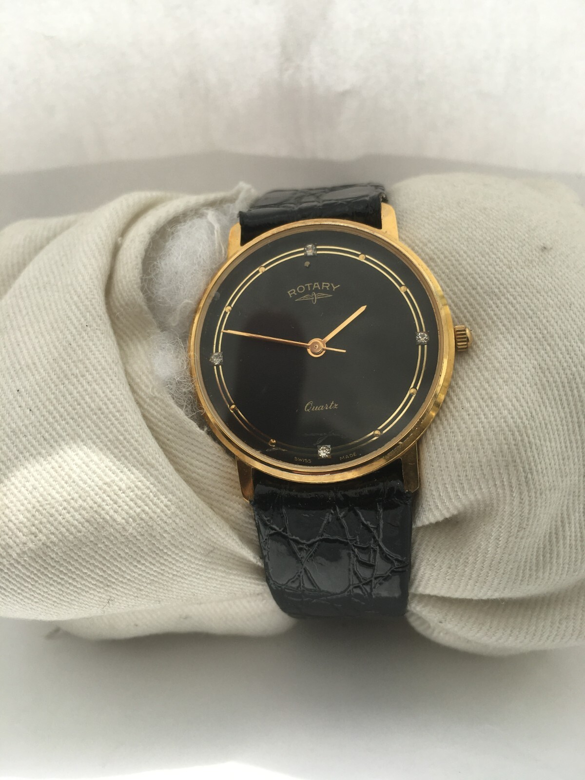 Rotary Unisex Swiss Made Quartz 50MT WR Stone Dial Leather Strap Watch 217913345