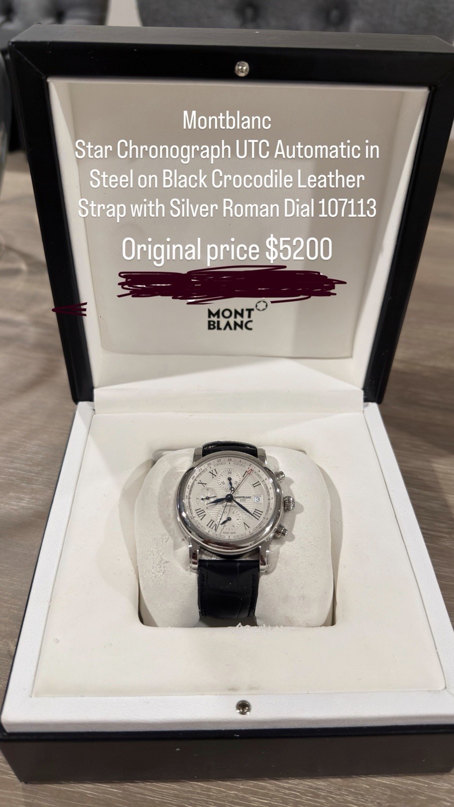 Montblanc Star Chronograph UTC Automatic 24H Date Silver Roman Dial w/ Box