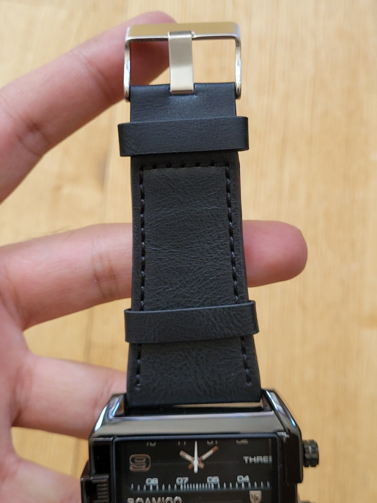 BOAMIGO Big Square Dial 3 TimeZone Stylish Watch For Men