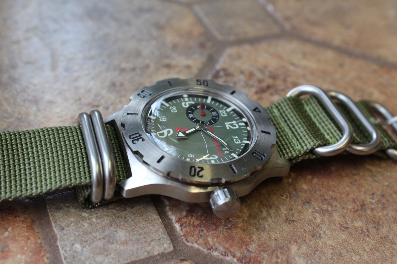 Vostok Komandirsky Diver Mechanical Auto Winding Wrist Watch 24 Hour K-35 350501