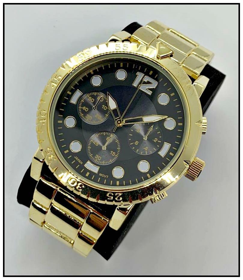Men’s CLASSY ELEGANT DIVER Round Gold LUXURY Designer Fashion WRIST WATCH 51mm