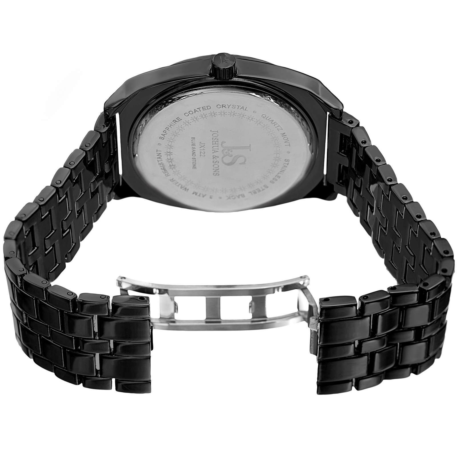 Men’s Joshua & Sons JX122BK Quartz Movement Genuine Stone Dial Bracelet Watch