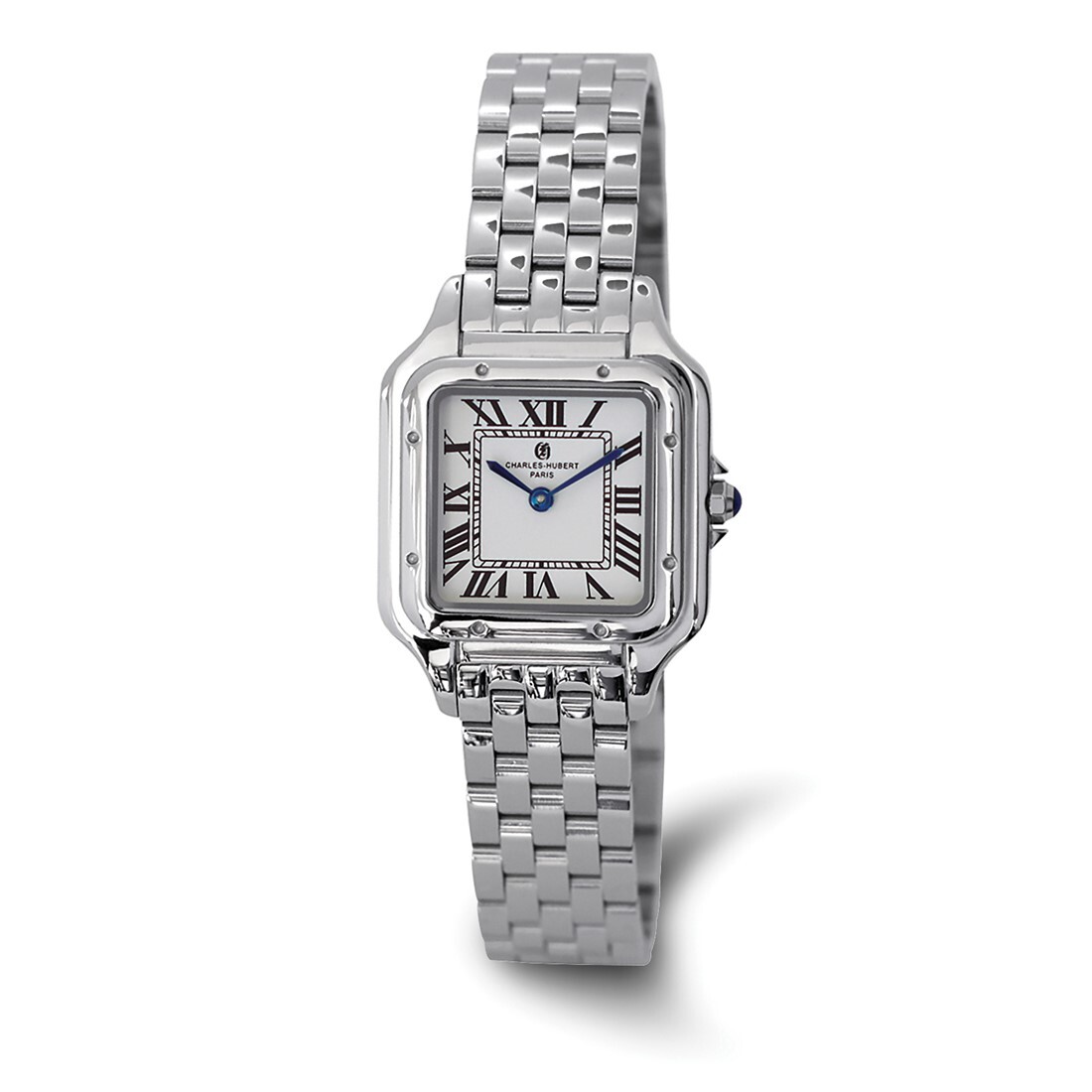 Charles Hubert 27mm Womens White Dial Square Stainless Steel Quartz Watch