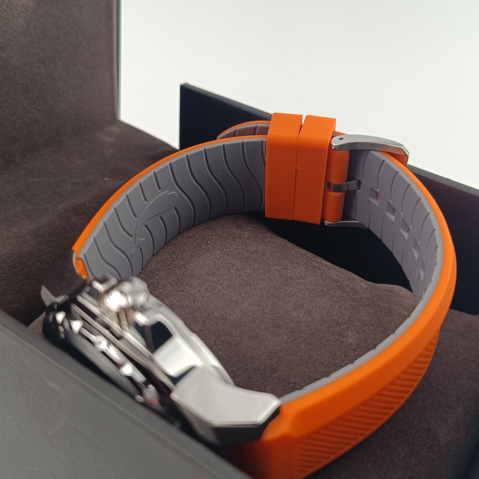 Bulova 98A226 Marine Star Automatic Watch White Dial Orange Rubber Strap