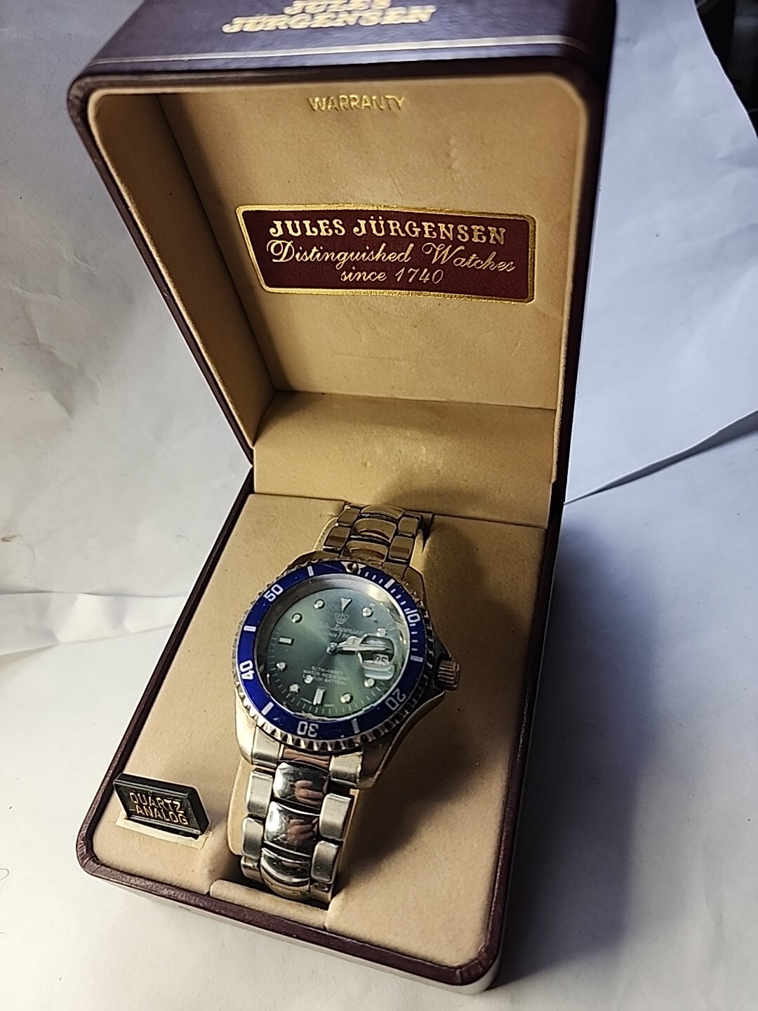 Men’s Jules Jurgensen Diver Watch Screw-Down Crown Quartz New Battery