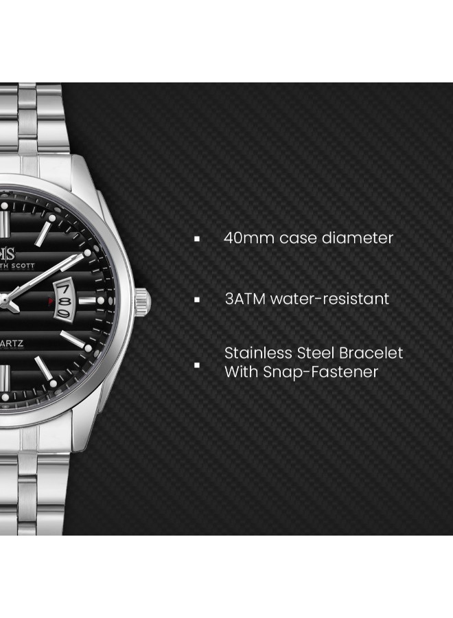 Kenneth Scott Men’s Analog Watch | Black Dial, 40mm, 30 m (3 ATM)