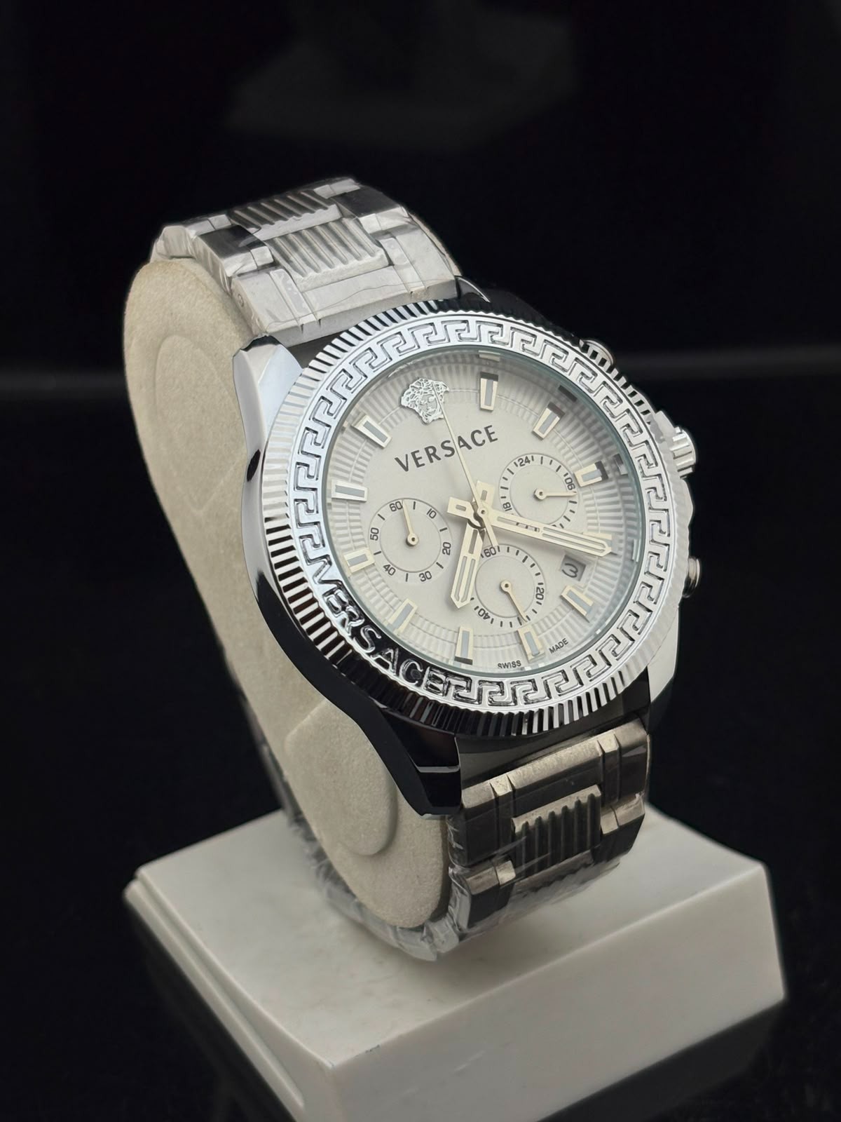 Vintage Refurbished Versace Silver Dial Wrist Watch Fully Working Condition